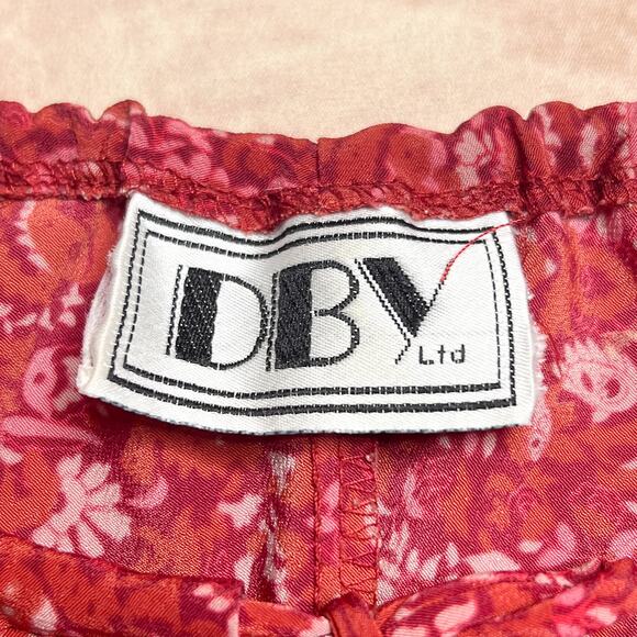 Vintage 90s DBY Ltd. Sleeveless Spaghetti Strap Midi Dress Red Paisley Keyhole - Picture 5 of 7